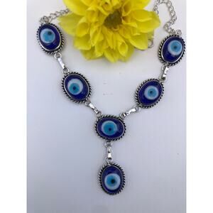Blue Evil Eye Mati Handmade Glass Beads Necklace
